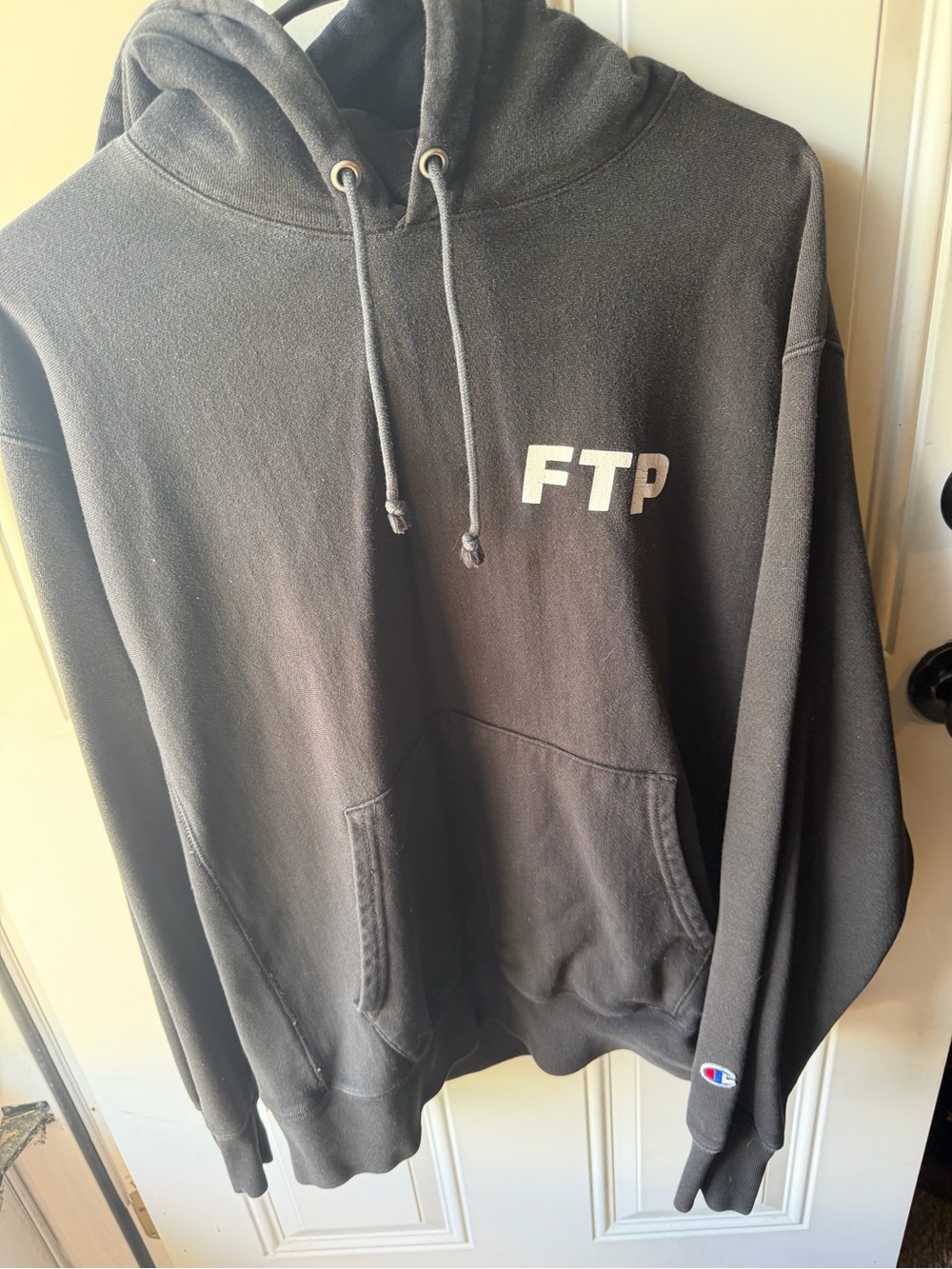 FTP Black Men's Hoodie with White Logo